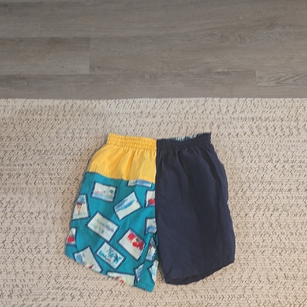 Vintage Mens Sailboat Print Swim Shorts